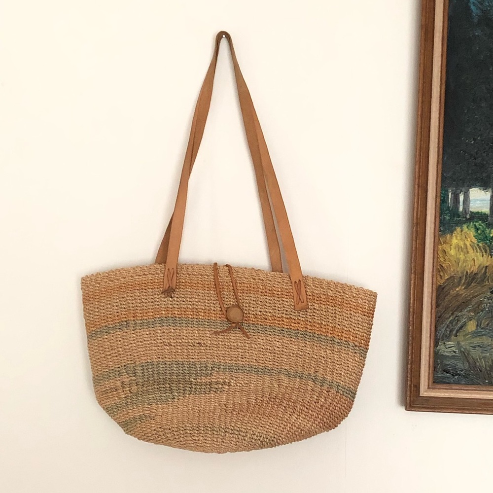 Vintage sisal market bag - Picture 2 of 4